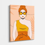 cuadro canvas ilustracion humana vestido mostaza estilo contemporaneo