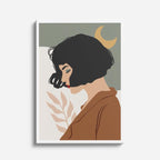 cuadro canvas ilustracion humana perfil luna estilo contemporaneo