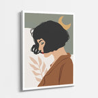 cuadro canvas ilustracion humana perfil luna estilo contemporaneo