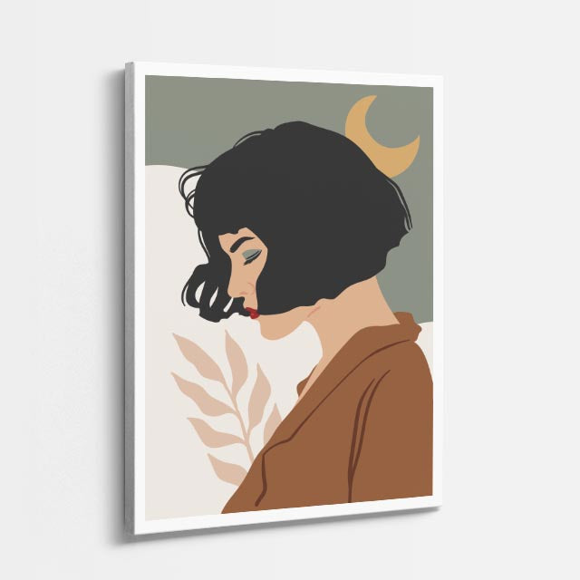 cuadro canvas ilustracion humana perfil luna estilo contemporaneo
