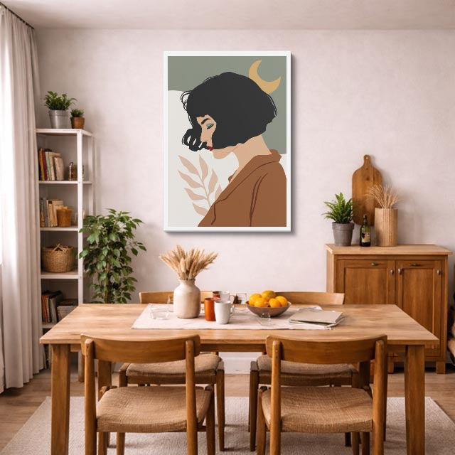 cuadro canvas ilustracion humana perfil luna estilo contemporaneo