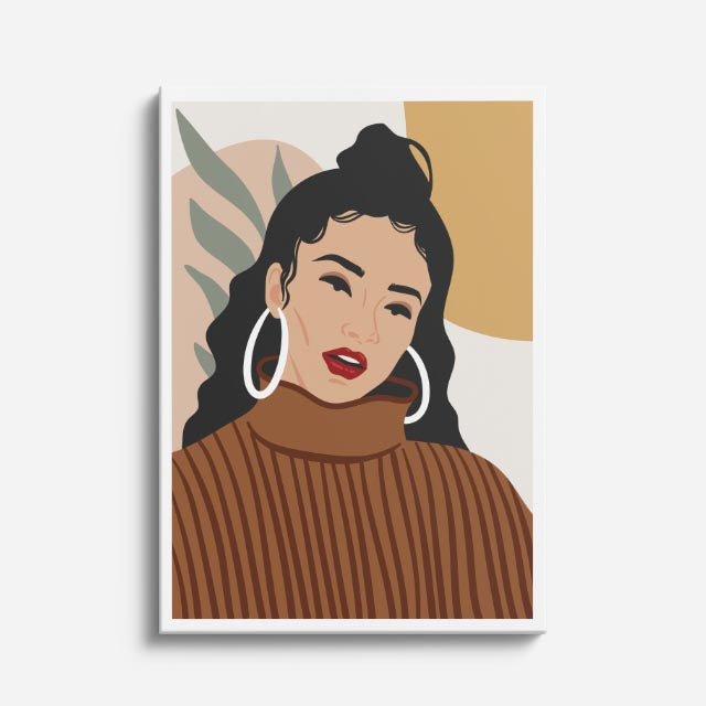 cuadro canvas ilustracion humana trenza canela estilo contemporaneo