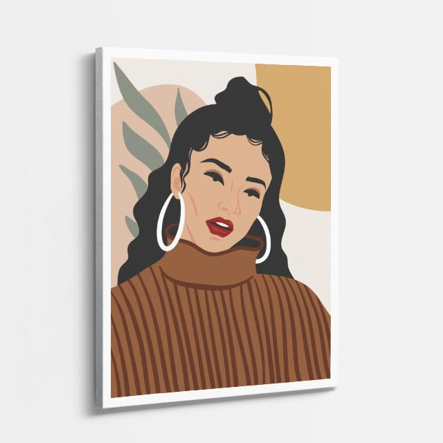 cuadro canvas ilustracion humana trenza canela estilo contemporaneo