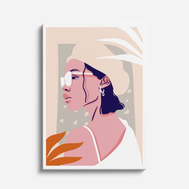 cuadro canvas ilustracion humana pluma rosa estilo contemporaneo