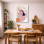 cuadro canvas ilustracion humana pluma rosa estilo contemporaneo