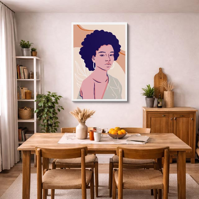 cuadro canvas ilustracion humana rizo indigo estilo contemporaneo