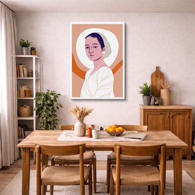 cuadro canvas ilustracion humana halo terracota estilo contemporaneo