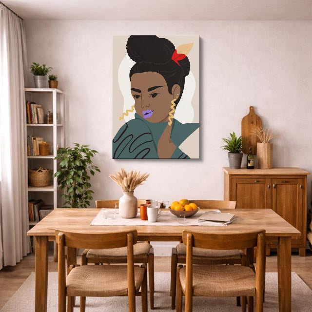 cuadro canvas ilustracion humana noche esmeralda estilo contemporaneo