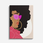 cuadro canvas ilustracion humana lentes fucsia estilo contemporaneo