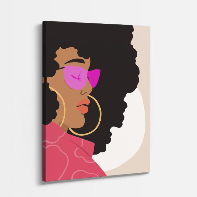 cuadro canvas ilustracion humana lentes fucsia estilo contemporaneo