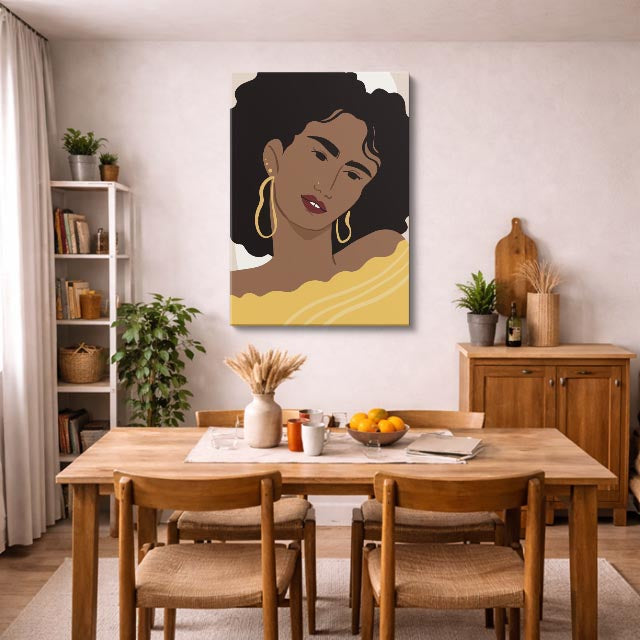 cuadro canvas ilustracion humana brisa dorada estilo contemporaneo