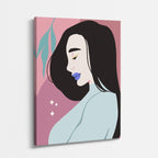 cuadro canvas ilustracion humana velo azul estilo contemporaneo