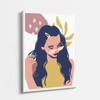 cuadro canvas ilustracion humana lazo mostaza estilo contemporaneo