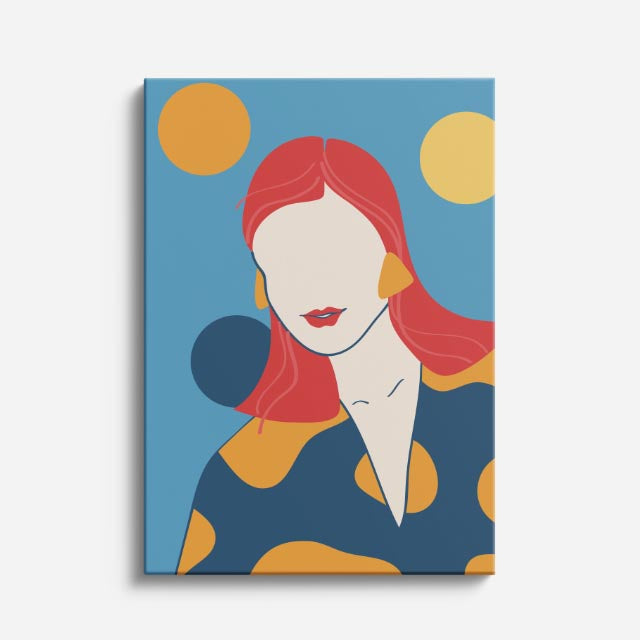 cuadro canvas ilustracion humana cabello coral estilo contemporaneo