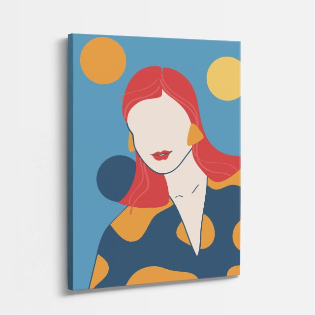 cuadro canvas ilustracion humana cabello coral estilo contemporaneo