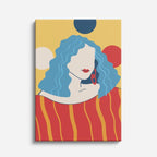 cuadro canvas ilustracion humana olas celestes estilo contemporaneo