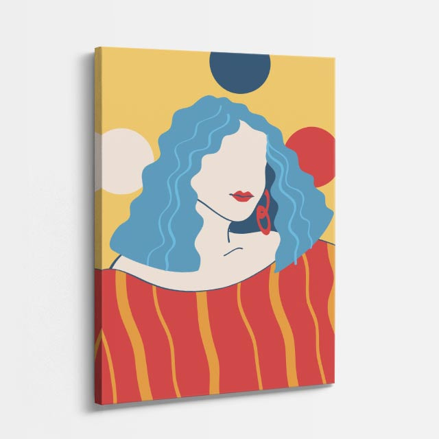 cuadro canvas ilustracion humana olas celestes estilo contemporaneo