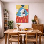 cuadro canvas ilustracion humana olas celestes estilo contemporaneo