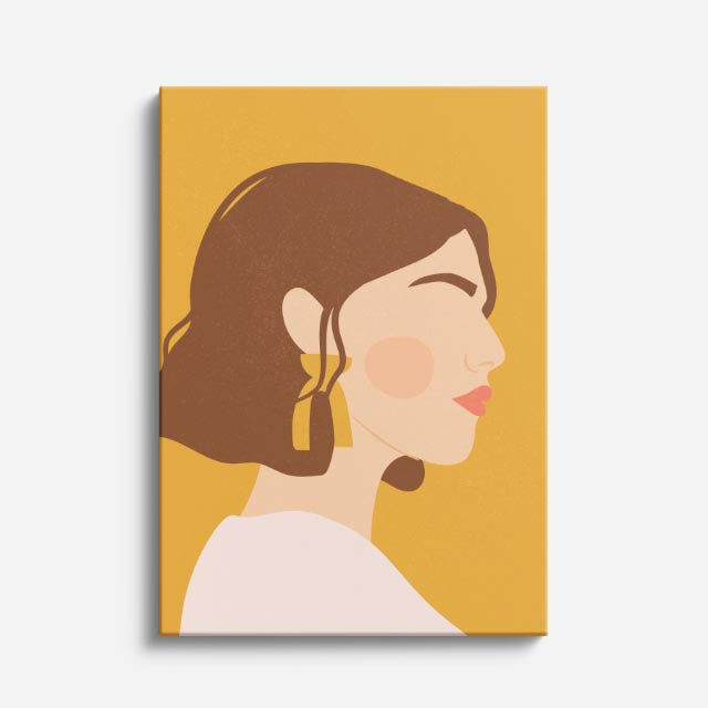 cuadro canvas ilustracion humana perfil durazno estilo contemporaneo