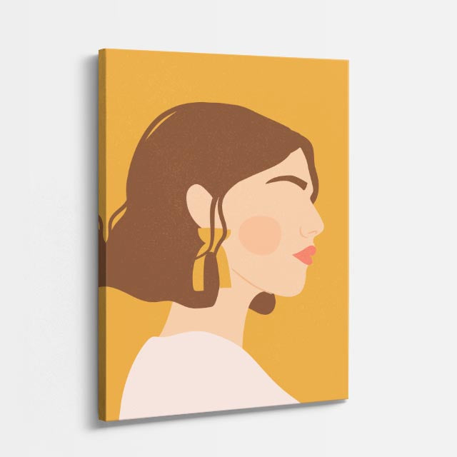 cuadro canvas ilustracion humana perfil durazno estilo contemporaneo