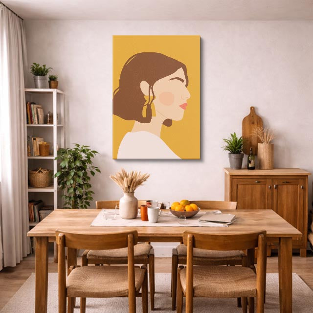 cuadro canvas ilustracion humana perfil durazno estilo contemporaneo
