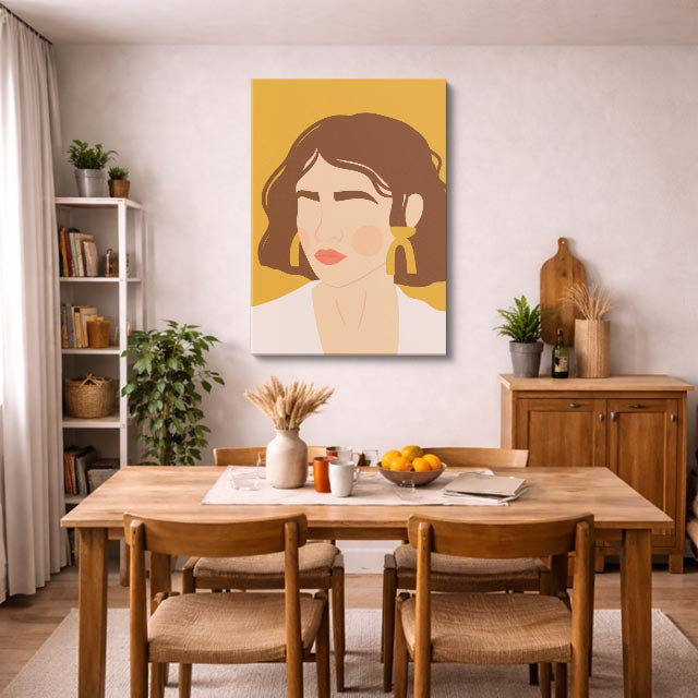 cuadro canvas ilustracion humana rubor dorado estilo contemporaneo