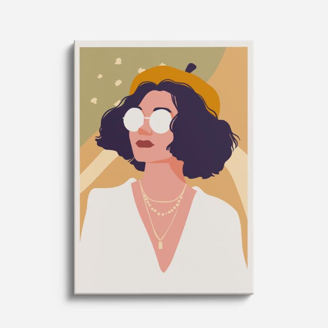 cuadro canvas ilustracion humana lentes perla estilo contemporaneo