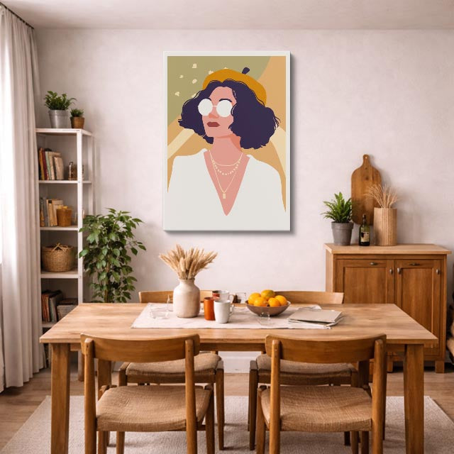cuadro canvas ilustracion humana lentes perla estilo contemporaneo