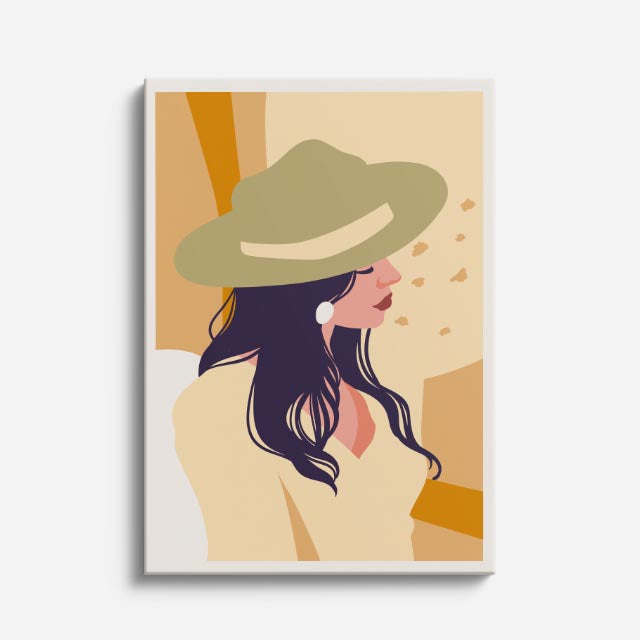 cuadro canvas ilustracion humana sombrero arena estilo contemporaneo
