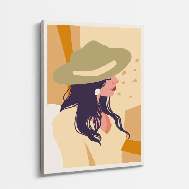 cuadro canvas ilustracion humana sombrero arena estilo contemporaneo