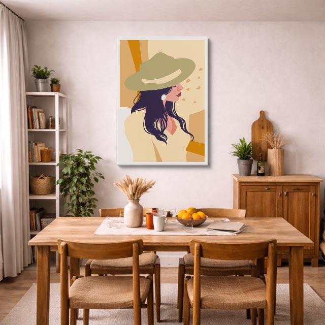 cuadro canvas ilustracion humana sombrero arena estilo contemporaneo