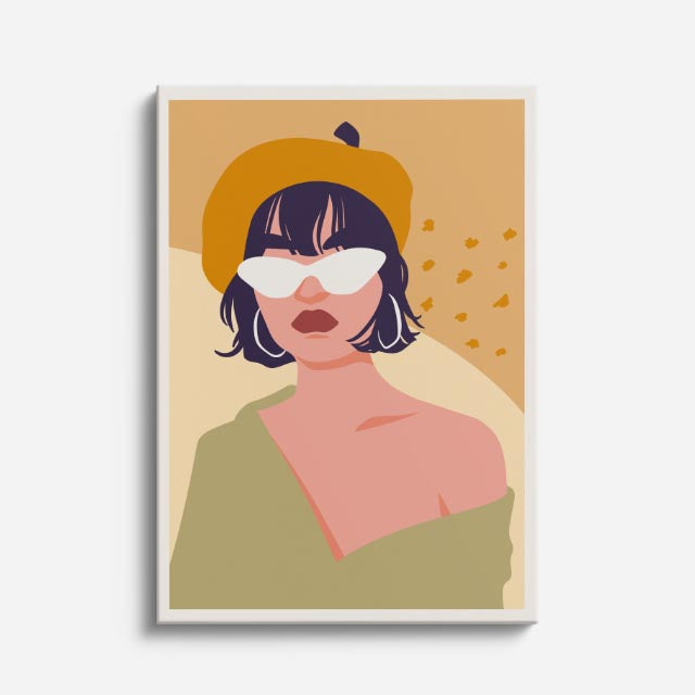 cuadro canvas ilustracion humana noir crema estilo contemporaneo