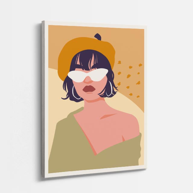 cuadro canvas ilustracion humana noir crema estilo contemporaneo