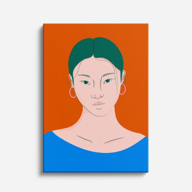 cuadro canvas ilustracion humana retrato naranja estilo contemporaneo