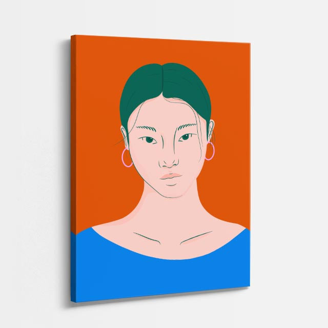 cuadro canvas ilustracion humana retrato naranja estilo contemporaneo