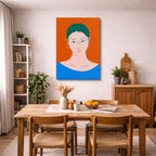 cuadro canvas ilustracion humana retrato naranja estilo contemporaneo