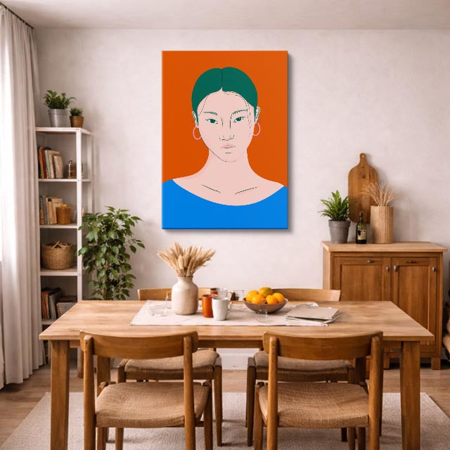 cuadro canvas ilustracion humana retrato naranja estilo contemporaneo