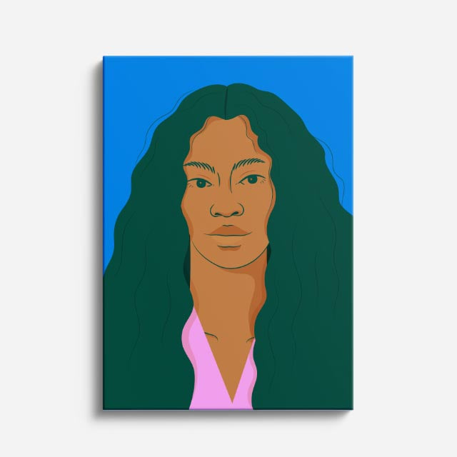 cuadro canvas ilustracion humana melena esmeralda estilo contemporaneo