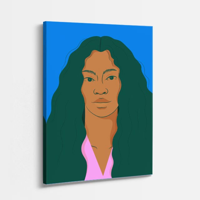 cuadro canvas ilustracion humana melena esmeralda estilo contemporaneo