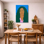 cuadro canvas ilustracion humana melena esmeralda estilo contemporaneo