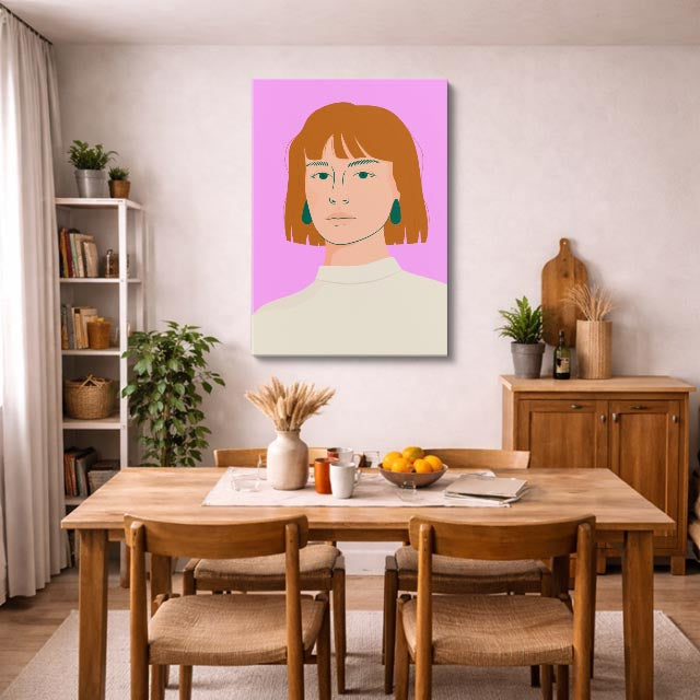 cuadro canvas ilustracion humana fleco lavanda estilo contemporaneo