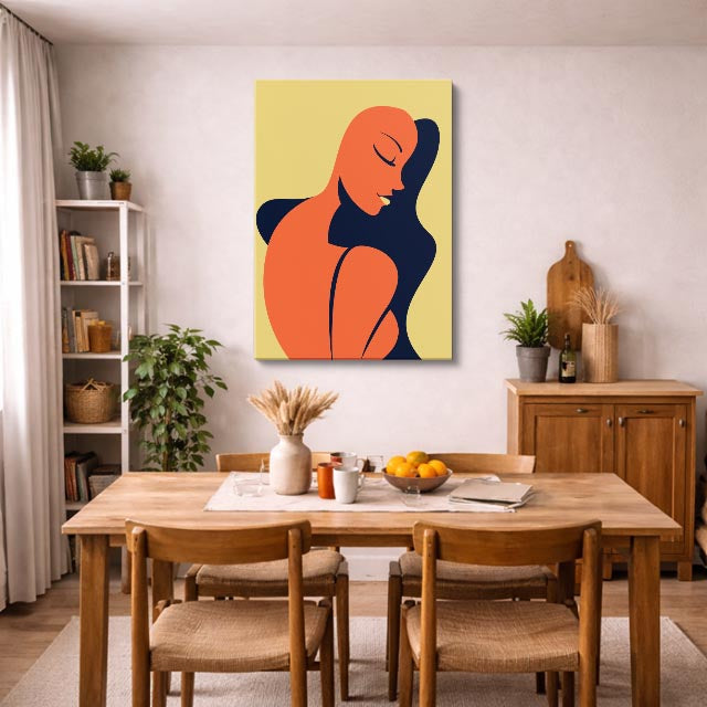 cuadro canvas ilustracion humana perfil de sol estilo contemporaneo