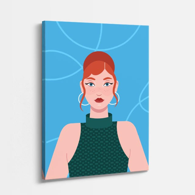 cuadro canvas ilustracion humana rostro celeste estilo contemporaneo