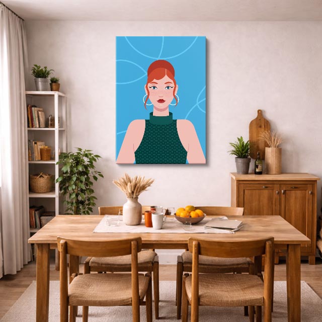 cuadro canvas ilustracion humana rostro celeste estilo contemporaneo