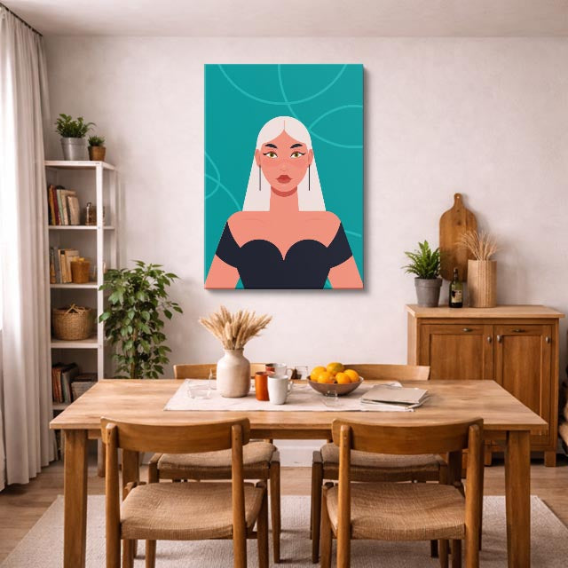 cuadro canvas ilustracion humana velo marino estilo contemporaneo