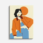 cuadro canvas ilustracion humana saco mandarina estilo contemporaneo