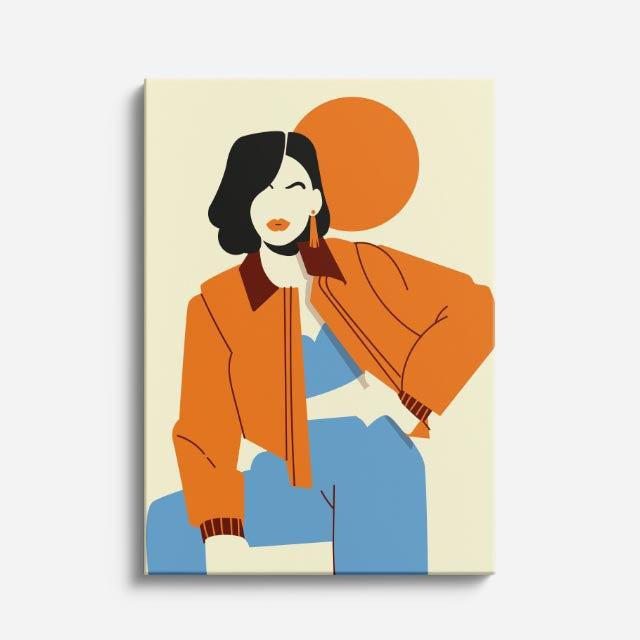 cuadro canvas ilustracion humana saco mandarina estilo contemporaneo