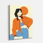 cuadro canvas ilustracion humana saco mandarina estilo contemporaneo