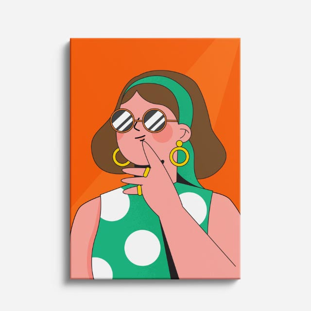 cuadro canvas ilustracion humana lentes menta estilo contemporaneo