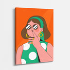 cuadro canvas ilustracion humana lentes menta estilo contemporaneo